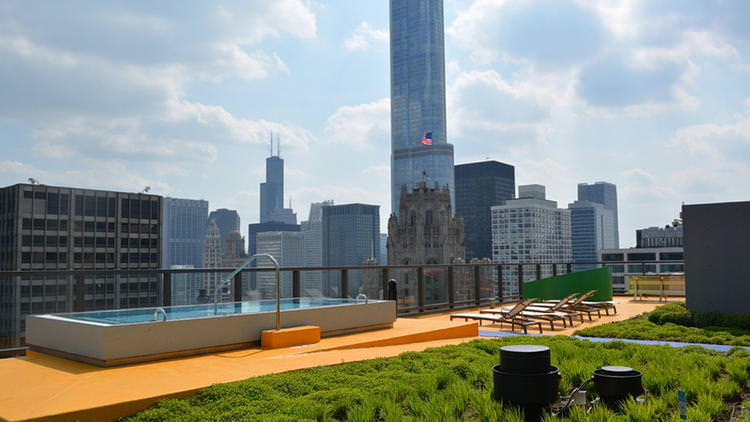 Rooftop terraces offer a place to unwind