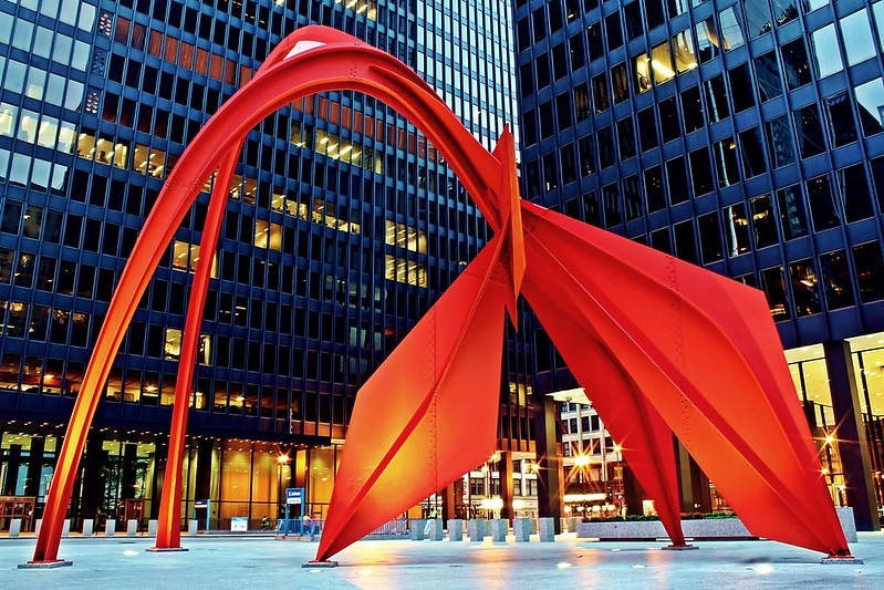 Alexander Calder's Flamingo statue in Chicago