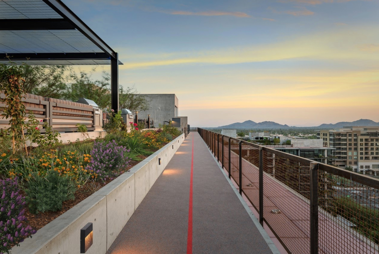The rooftop running track at 7140 Optima Kierland