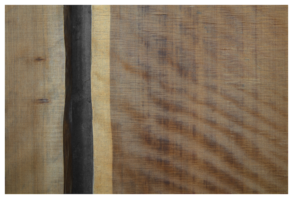 A close-up look at the barge wood at Optima Signature.