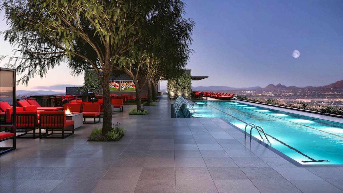 The rooftop pool at 7180 Optima Kierland.