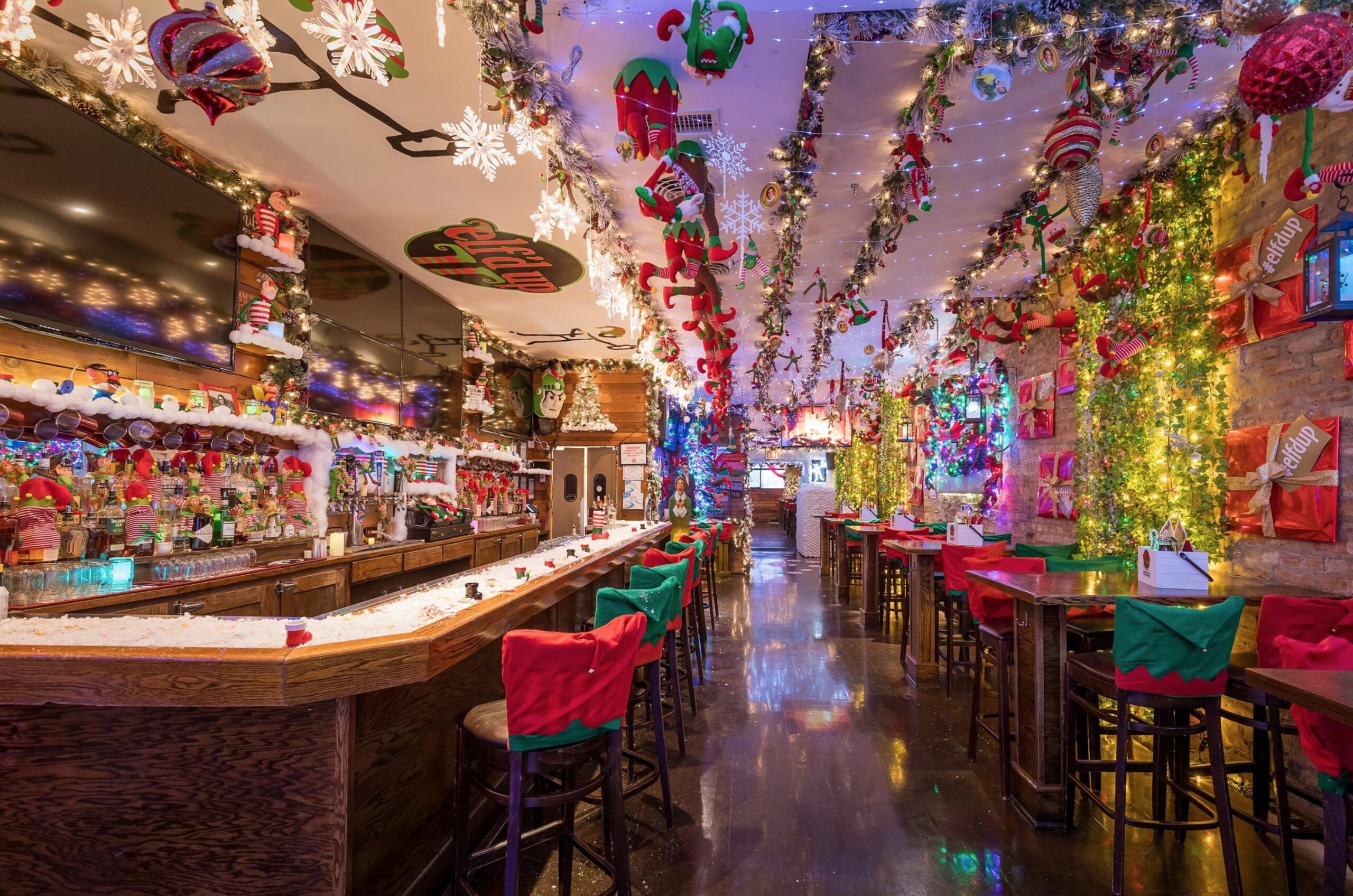 Stretch Bar and Grill transforms into Elf’d Up with its festively decorated bar