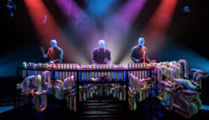 The Blue Man Group performing at the Briar Street Theater. 