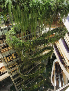 Green vertical interior design of Emquartier shopping mall dining floors  Bangkok Thailand Metal Print
