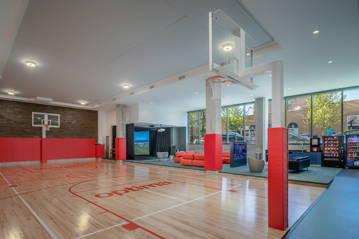 Sunken Sports Court Shines in Chicago Apartment Community